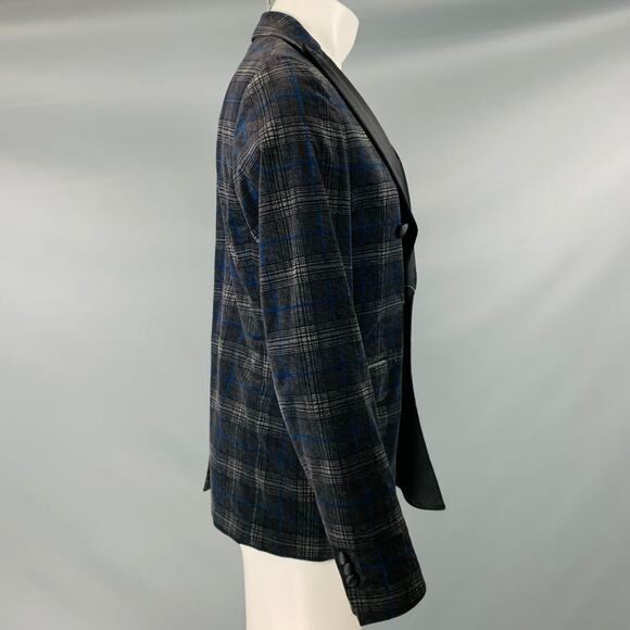 DSQUARED2 Size 40 Black Grey Plaid Cotton Blend Peak Lapel Sport Coat - Picture 3 of 10